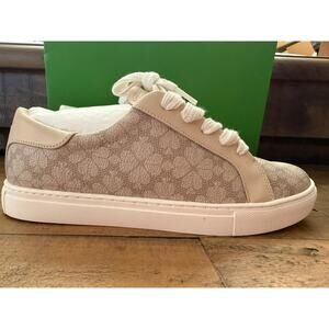 Kate Spade New York Shoes Women's Beige Spade Flower Jacquard Lace Up Sneakers